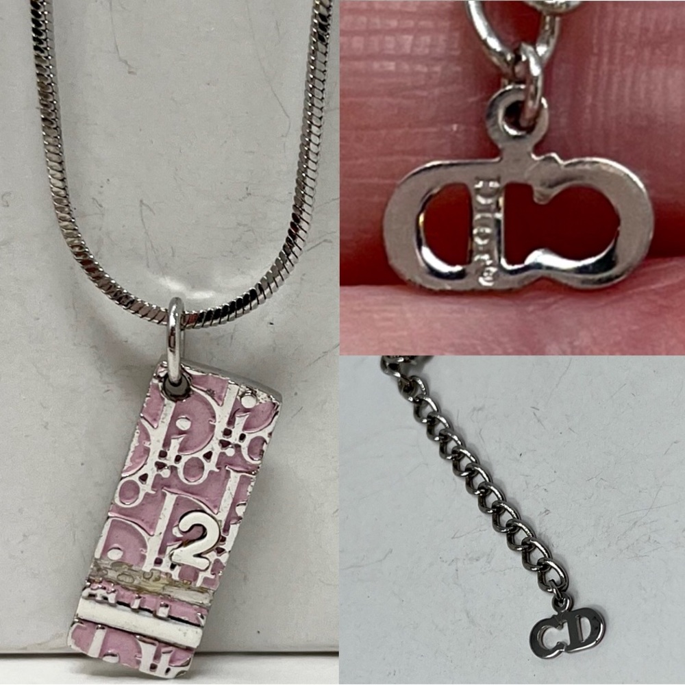 DIOR Trotter #2 Pink and Silver Pendant Necklace - Picture 3 of 7